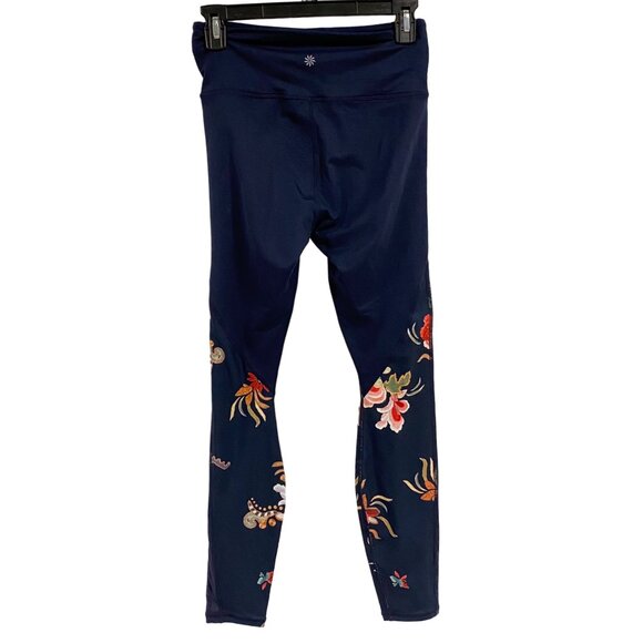Athleta Gilded Tux‎ Chaturanga Floral Navy Blue Tight Size S - Picture 3 of 10